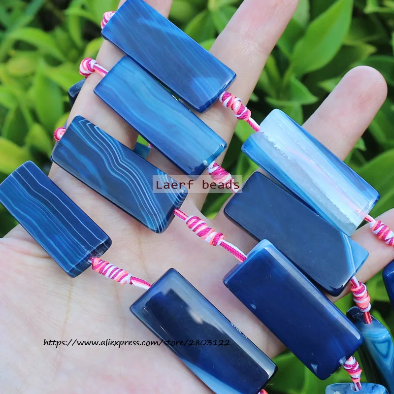 8pcs Around 15-16x38-40mm Natural  Agate Rectangular shape  beads 15inch ,For DIY Jewelry Making !