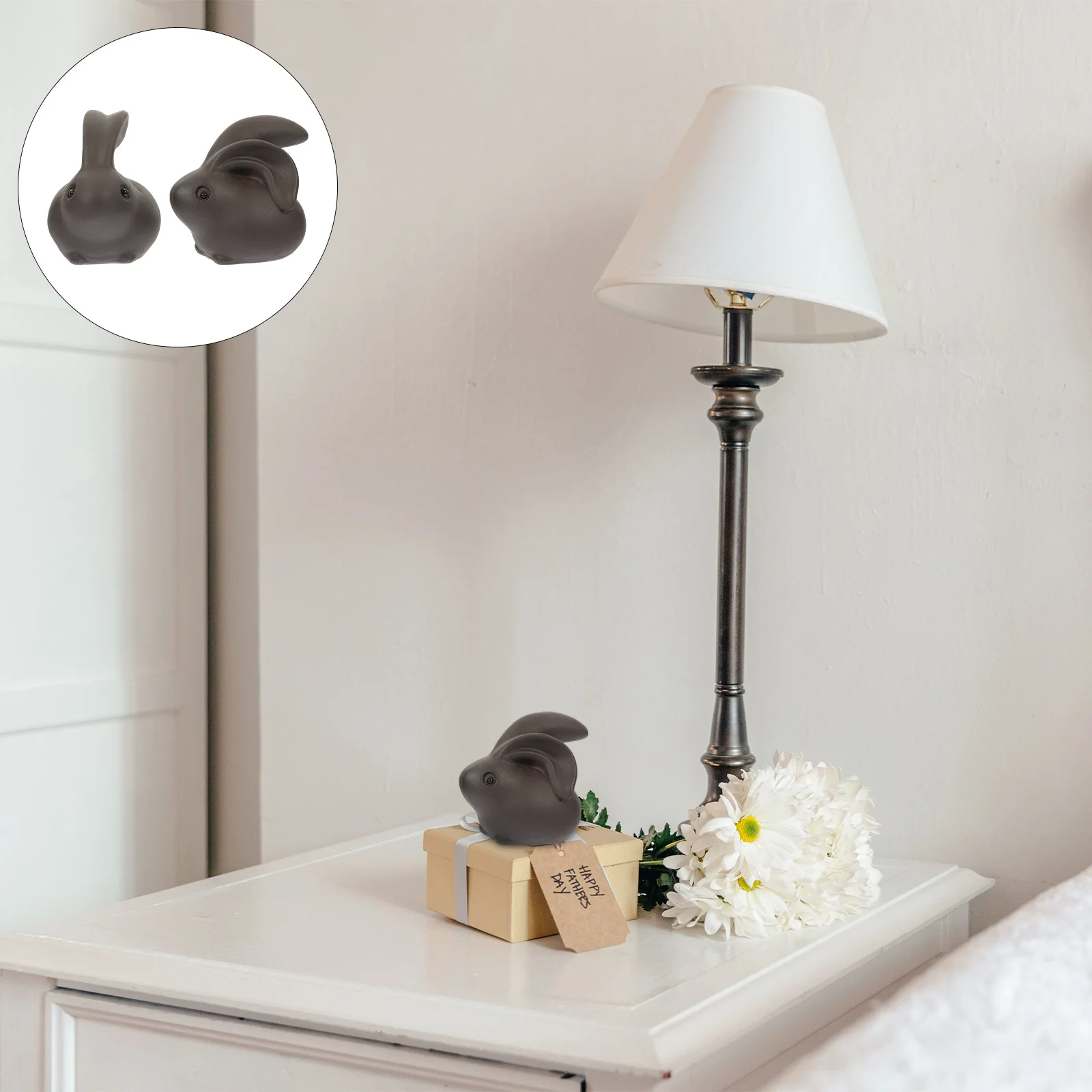 

1Pair Bunny Tea Pet Exquisite Animal Shape Decoration for Tea Tray Desk Home Hotel Restaurant Chic Modeling Accessory