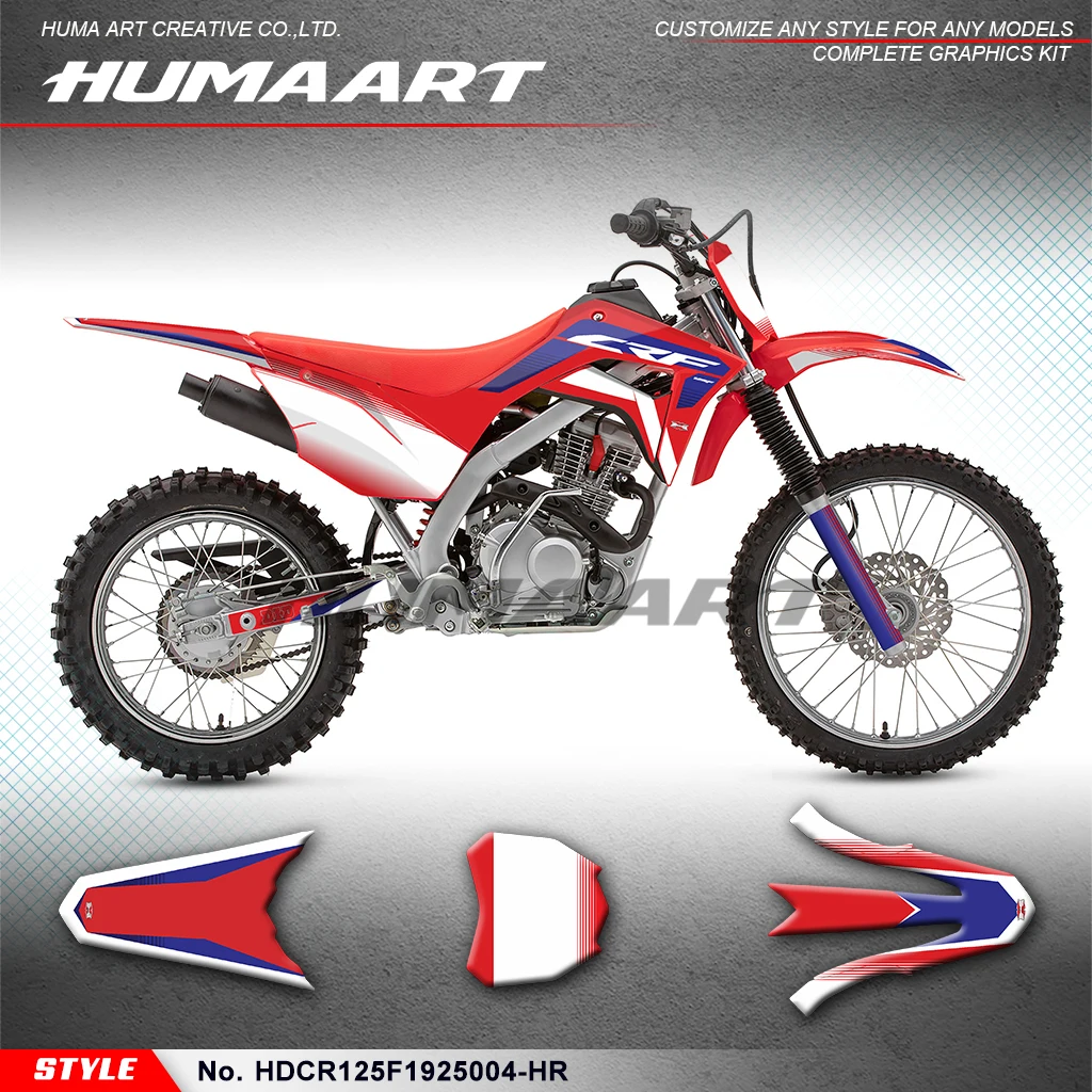 HUMAART Dirtbike Graphics Stickers Complete for Honda CRF 125 F 2019 2020 2021 2022 2023 2024 2025, HDCR125F1925004-HR