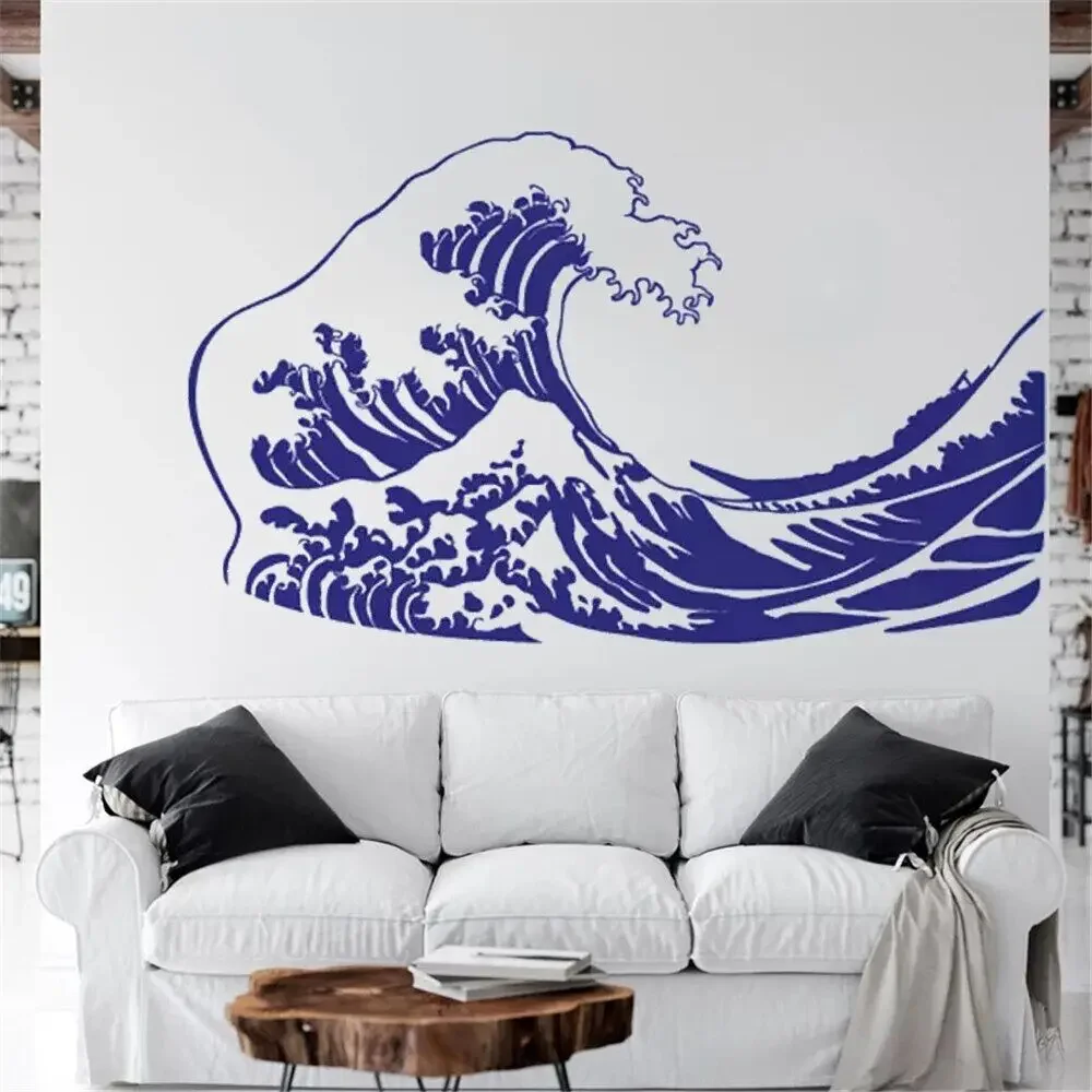 Wall Decals Huge The Great Wave Off Kanagawa Stickers Vinyl Ocean Sea Water Surfing Kids Room Playroom Decor Murals DW13630