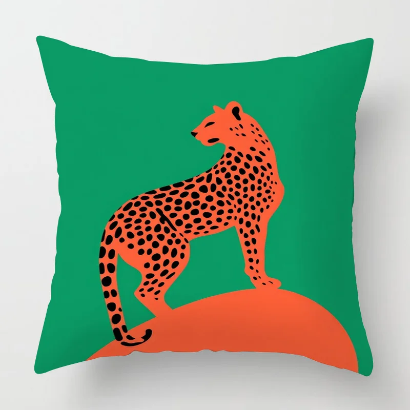 Geometric Animal Pattern Pillow Cover 18 Inch Printed Cushion Cover Machine Washable Home Sofa Decoration 45 Cm