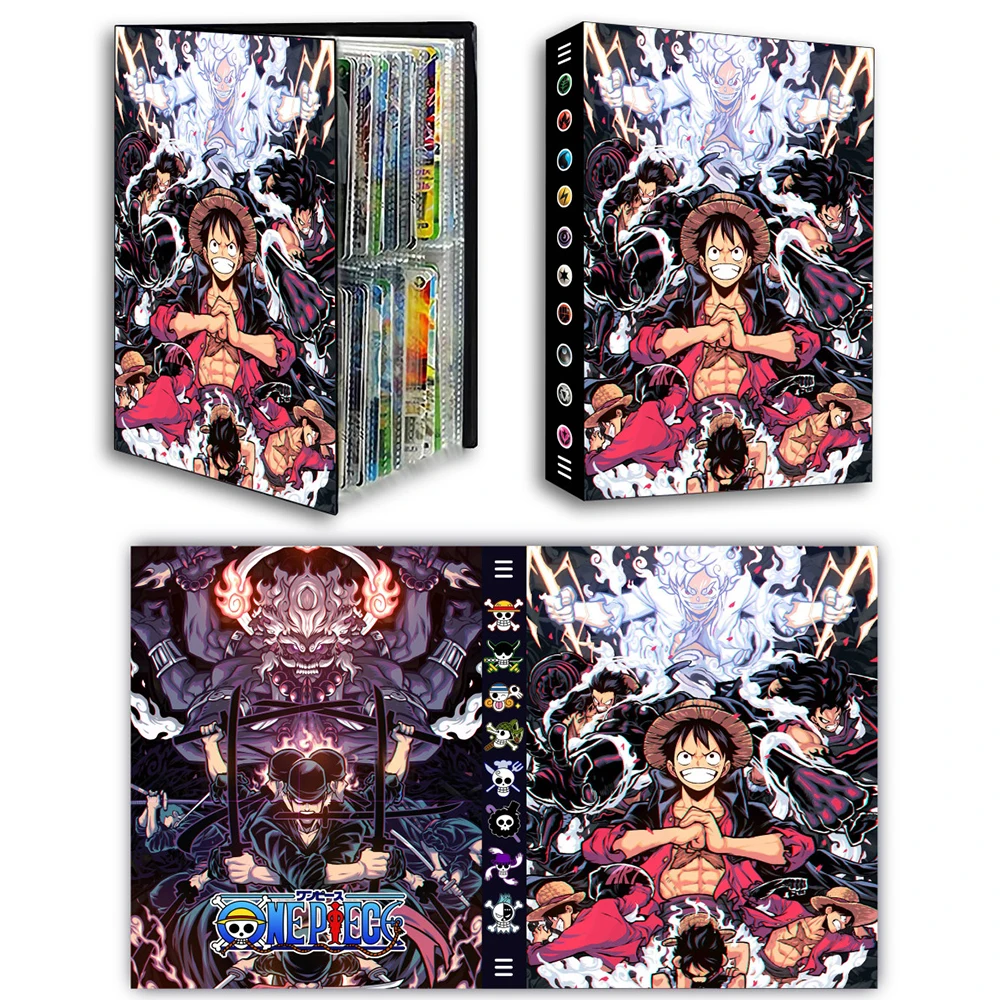 Álbum de tarjetas de una pieza, 240 Uds., libro de tarjetas, soporte para letras, carpeta Monkey D. Luffy Roronoa Zoro, Protector de tarjetas de Anime, regalo para cuaderno