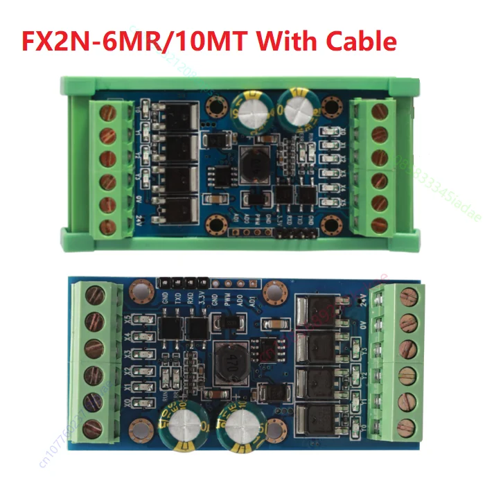 FX2N-10MT FX2N-6MR PLC Industrial Control Board With Base Program Cable Analog Input 0-10V DINRail Install DC12-30V Power Supply