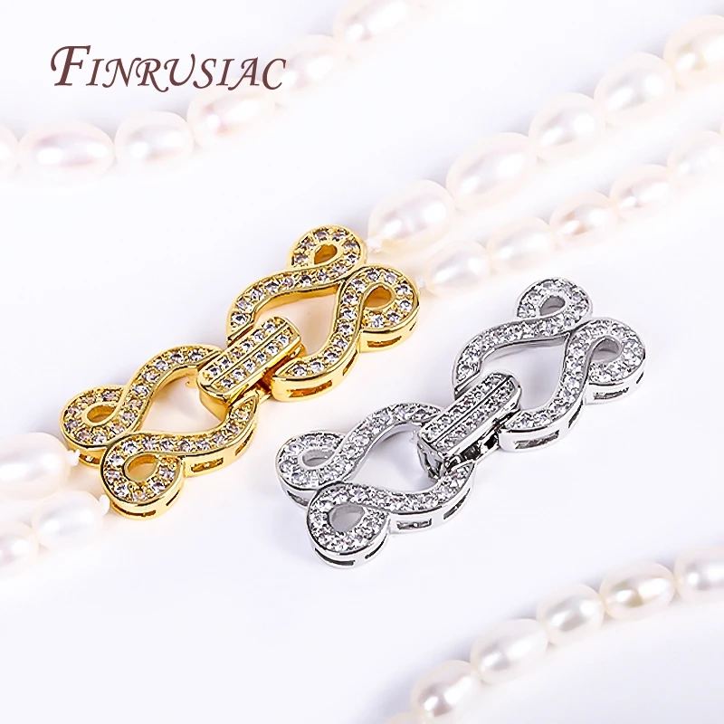 Handmade Decorative Connector Pearls Clasps Supplies 18K Gold Plated Inlaid Zircon Closure Fasteners Lock Clasps Accessories