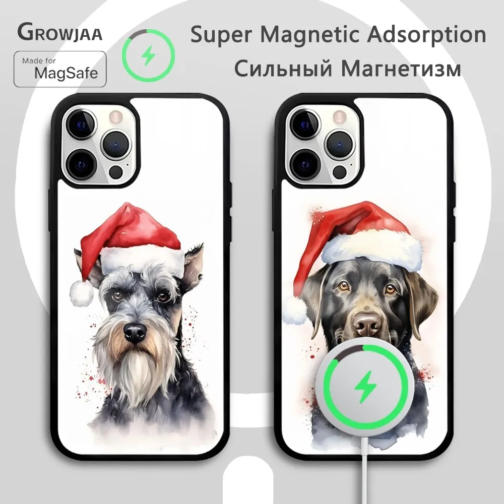 

Christmas dog Teddy Phone Case For iPhone 15 14 13 12 11 Pro Max Plus Mini Mirror Wireless Magnetic Cover