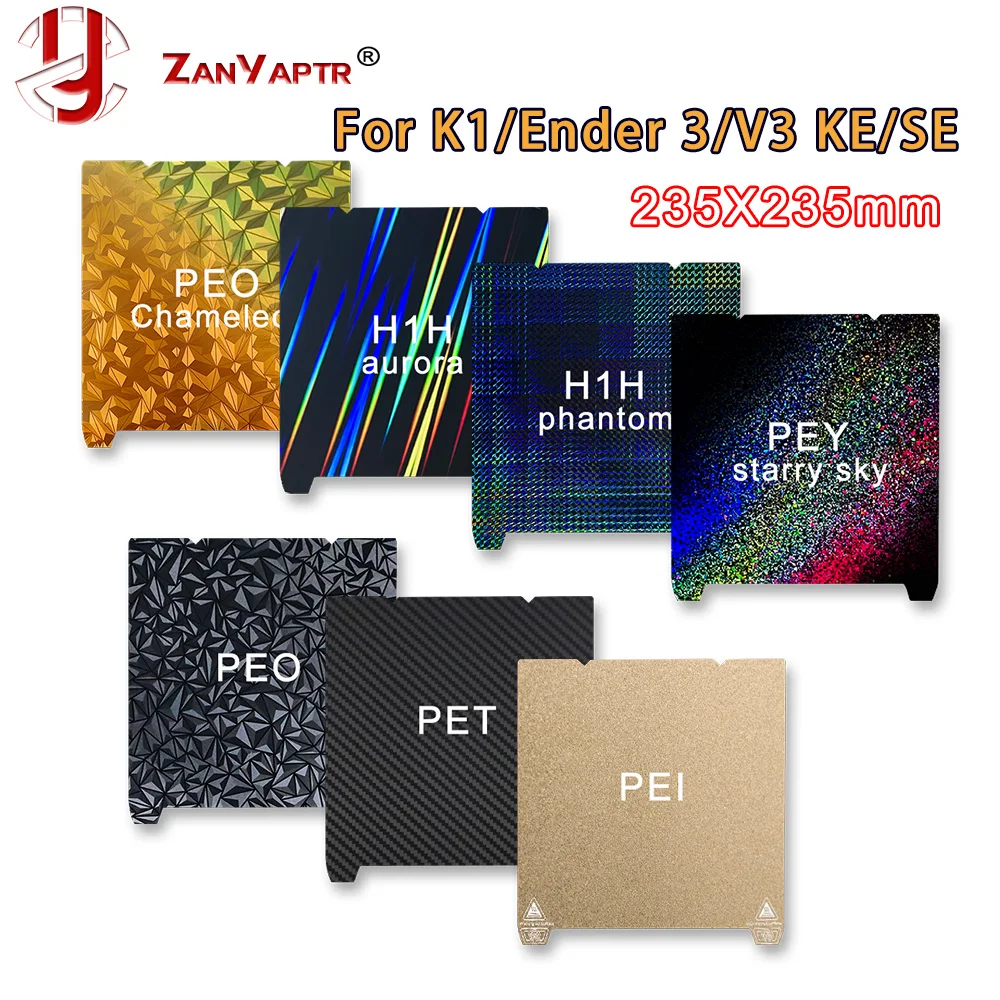 

For Creality K1 Upgrade Heated Bed PEO/PET/PEI Sheet 235x235mm Double 3D Printing Diamond Plate For Ender 3 S1/S1 Pro/K1 Parts