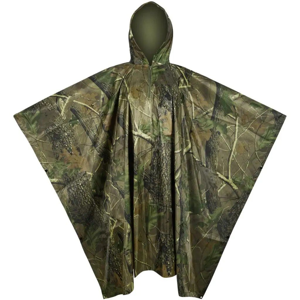 Tactical Raincoat Camouflage Waterproof Rain Coat Awning Birdwatching Camo Suit Shelter Ground Sheet for Hunting Camping Hiking