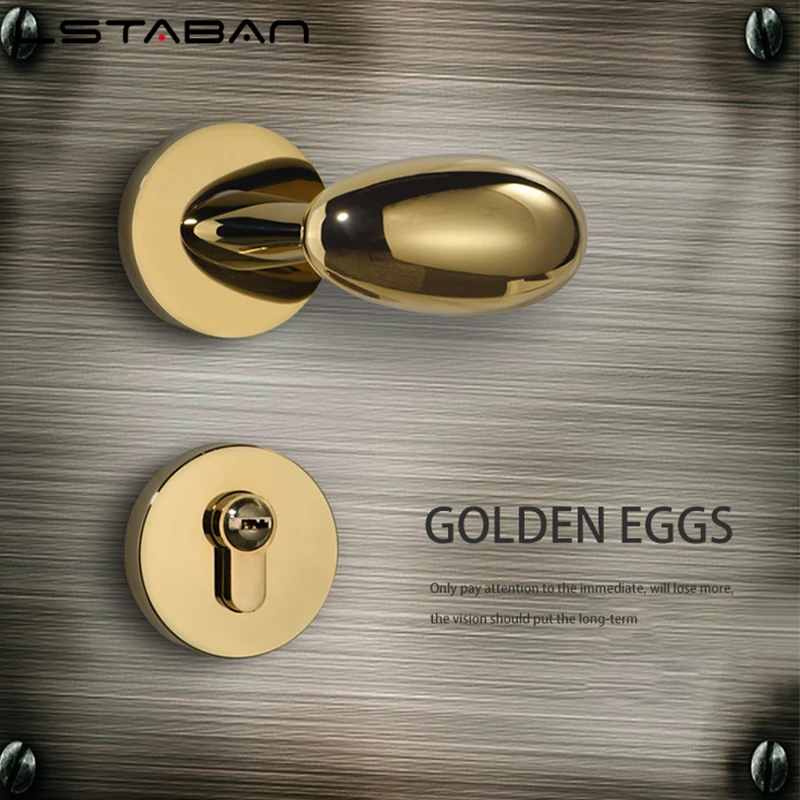 Golden Zinc Alloy Bedroom Door Lock Bathroom Lock Magnetic Suction Mute Room Door Handle Indoor Door Lock Split Door Handle Lock