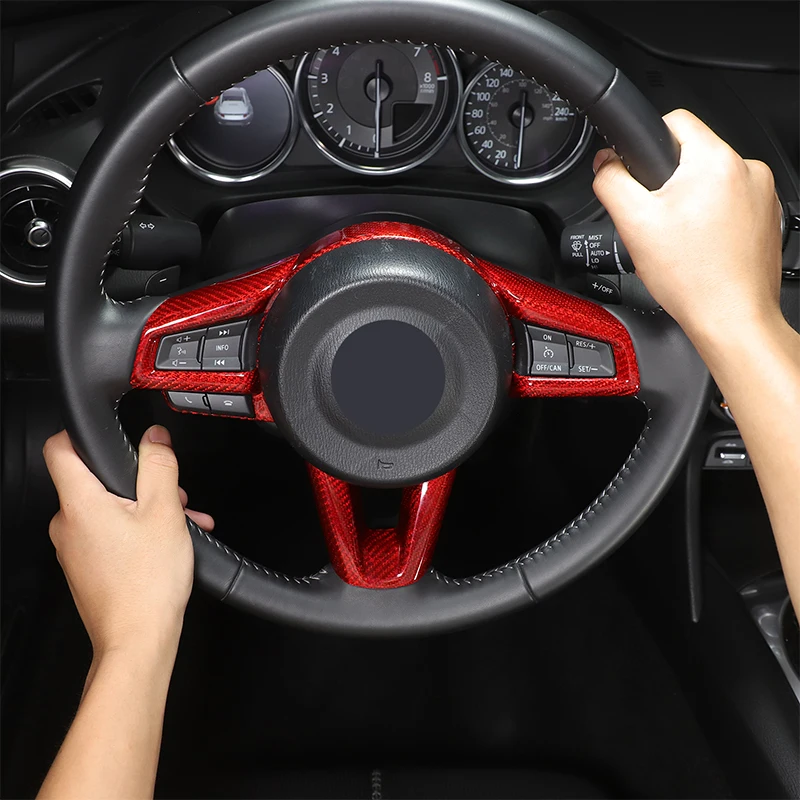 

Real Carbon Fiber 1Pcs For Mazda MX-5 ND 2016-2025+ car steering wheel decorative frame sticker interior protection accessories