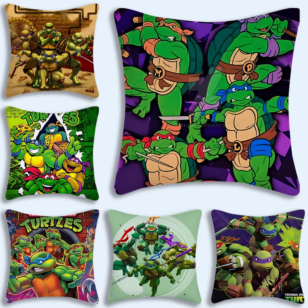 Hot Cartoon  N-NinjaS Pillow Covers Cartoon Sofa Decorative Home Double-sided Printing Short Plush Cute Cushion T-Turtles Cover