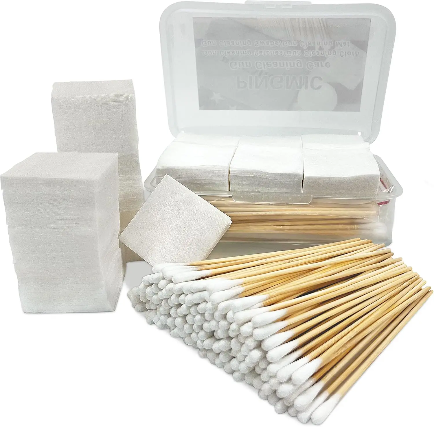 

Gun Cleaning Patches & Cotton Swabs Set - 6" Swabs, Lint-Free Cloth for Most Calibers