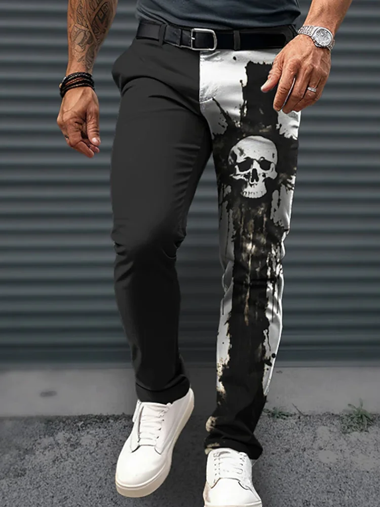 

Dark Knight Skull Print Men's Casual Pants Outdoor Street Men's Suit Pants