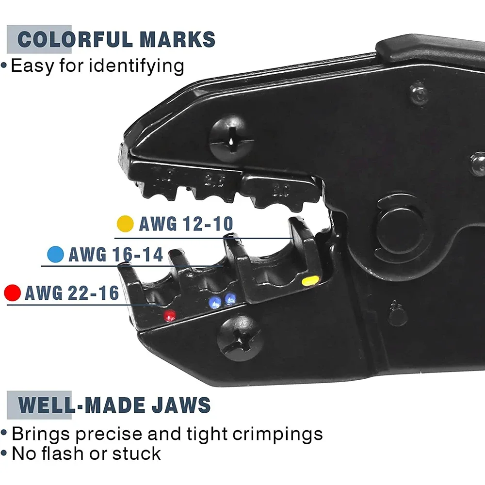 Professionelle isolierte Drahtklemmen, Anschlüsse, Ratschen-Crimper-Werkzeug für 22–10 AWG HS-30J Draht-Crimpwerkzeug – Detail 2