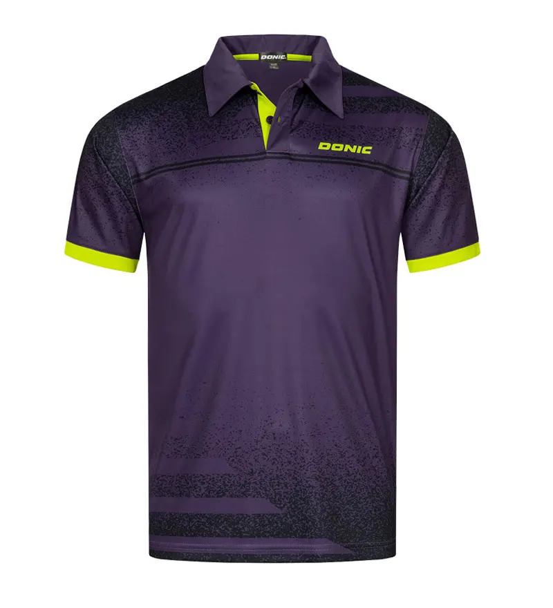 Camiseta de tenis de mesa con solapa DONIC auténtica, camisa deportiva de secado rápido, transpirable, de manga corta, para hombre y mujer