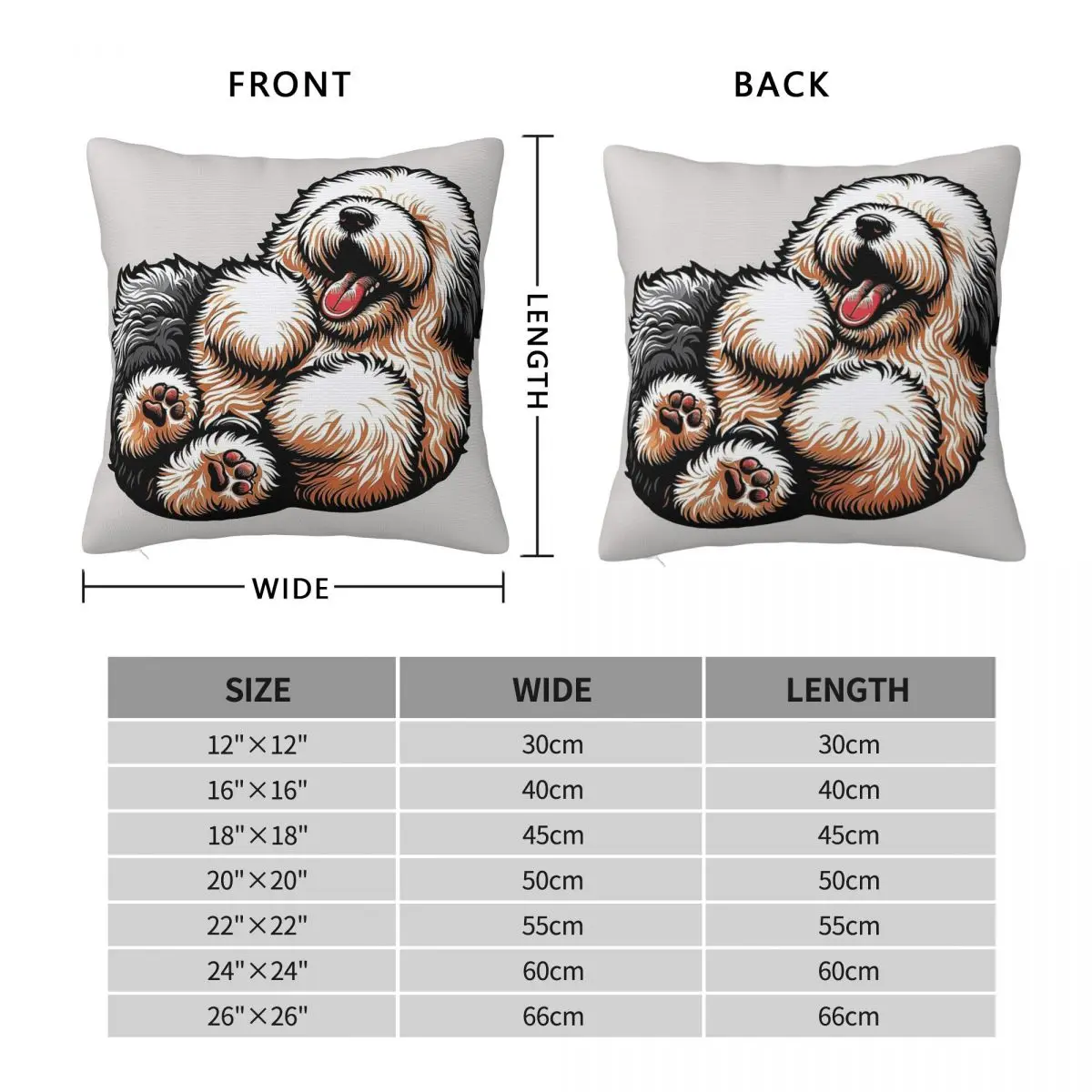 Old English Sheepdog Square Pillowcase Polyester Linen Velvet Pattern Zip Decorative Home Cushion Cover
