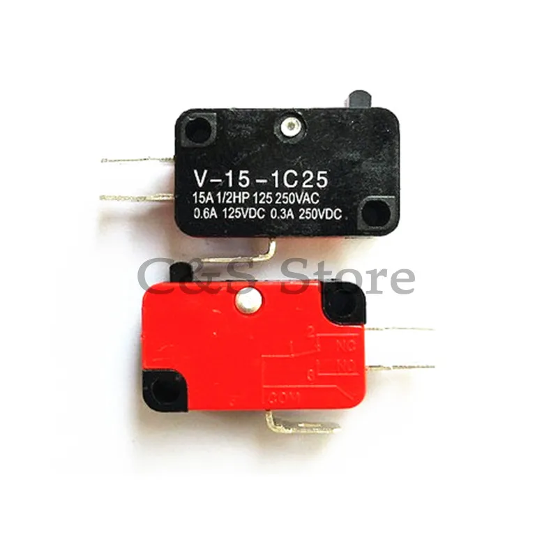 5pcs V-15 V-151 V-152 V-153 V-154 V-155 V-156-1C25 Micro Switch 16A 250VAC SPDT Momentary Travel Limit Switch 1NO1NC Lever Rolle