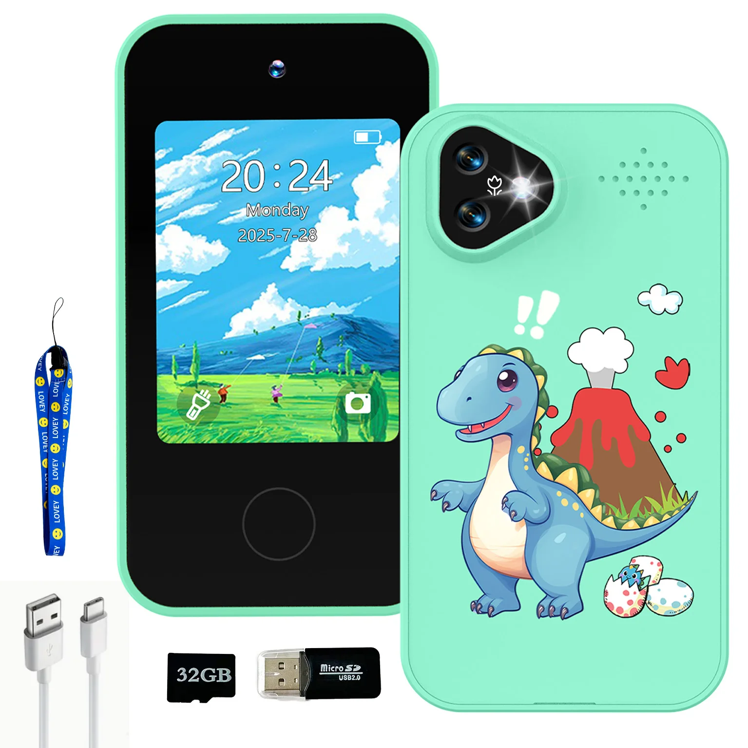 Kids Toy Phones with Dual Camera, Learning Toys Phones Gifts for Kid 4+, Educational Puzzle Games, 2.8