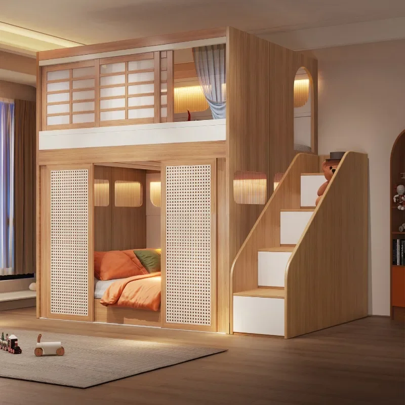 Base bed bed with partition sliding door bunk bed does not disturb each other