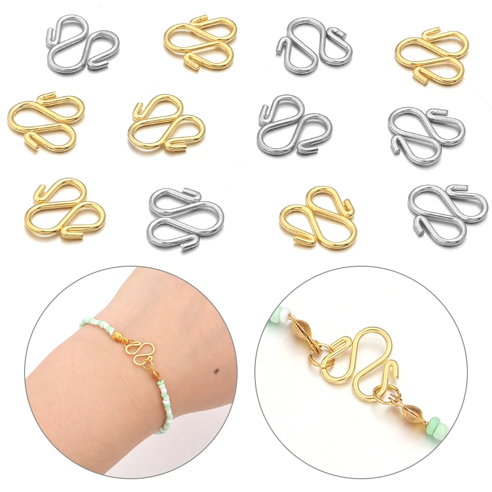 10/20 قطعة الفولاذ المقاوم للصدأ ث شكل نهاية المشابك السنانير قلادة سوار المشابك موصلات DIY بها بنفسك مستلزمات صناعة المجوهرات بالجملة #4