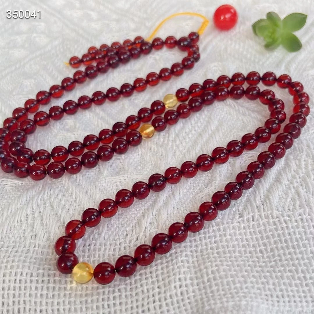 

Natural Blood Red Amber 108 Prayer Bracelet 6.5mm Round Beads Women Men Fashion Rare Red Amber Necklace Healing AAAAA