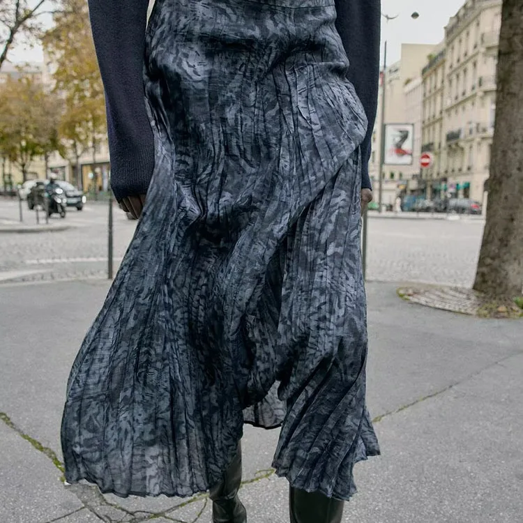 Z Gonna longuette da donna 2025 New Faion Gonne lunghe con stampa floreale con cintura personalizzata Gonne longuette a-line Silhouette