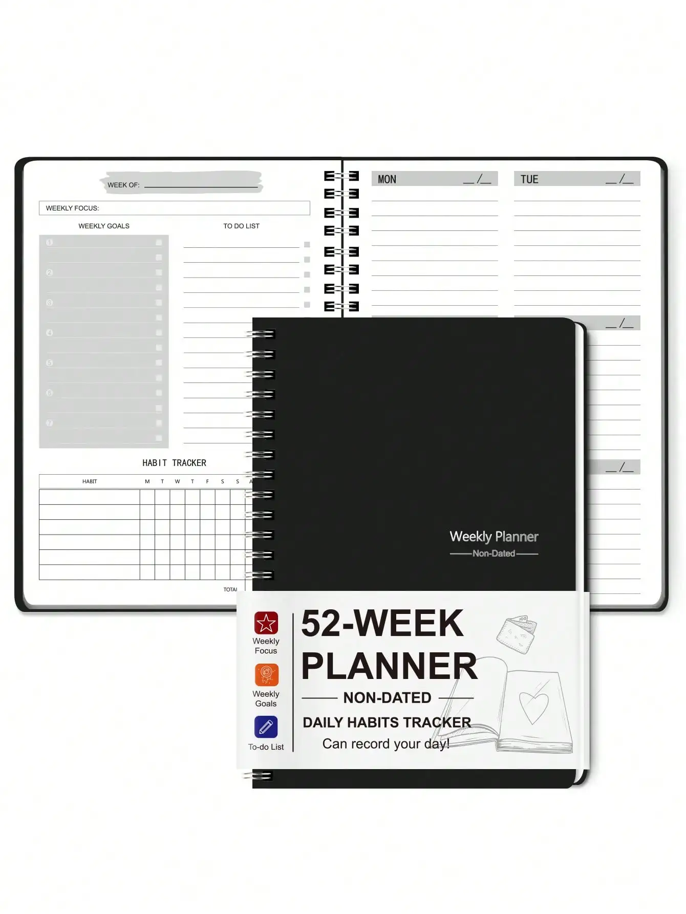 An 8.3 X 5.5-Inch, Undated Daily Weekly Planner, Can Be Used to Plan the Agenda, Record Daily Plans to Achieve Future Goals