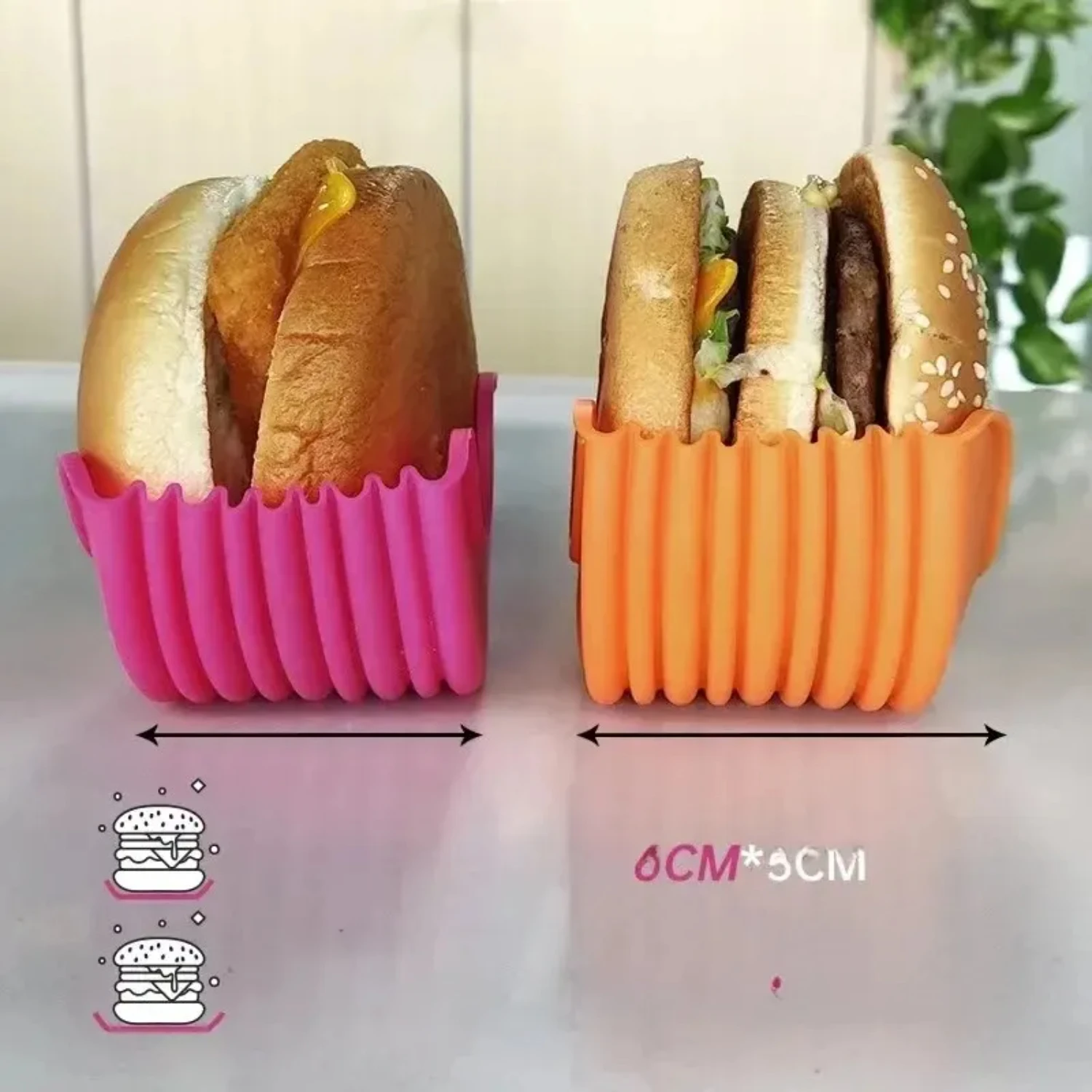 Portable Silicone Anti-slip Burger Clip -free Fixed Box Cleanable Expandable Burger Tray Bread Clip Modern Simple Style