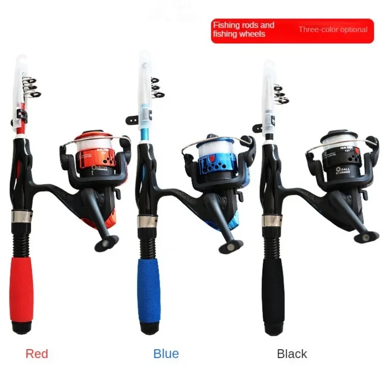 Telescopic 31cm Mini Fishing Rods Combo Set Collapsible Rods Reels Lures Hooks Bag Portable Fishing Kit for Children Adults