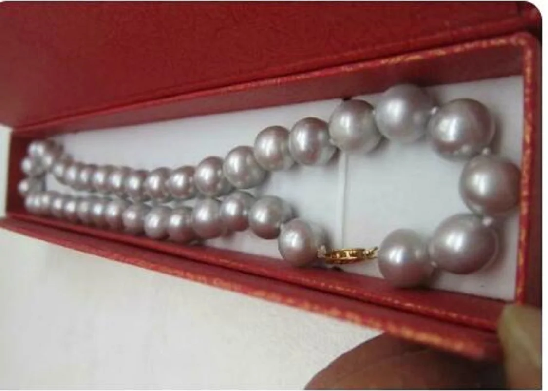 

Fine Jewelry Natural and beautiful AAAA9-10mm Nanhai grey pearl necklace 14K