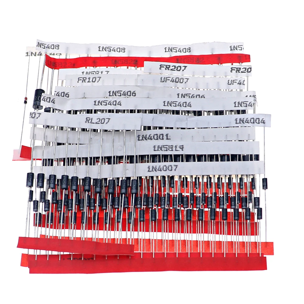 200pcs Fast Switching Schottky Diode Assorted Kit 1N4001 1N4004 1N4007 1N5408 UF4007 FR207 1N5817 1N5819 1N5822 1N4148 RL207