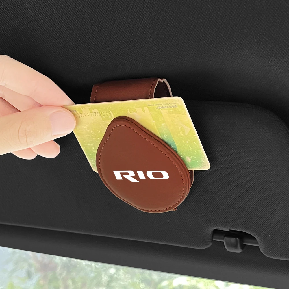 PU Couro Car Visor Óculos de Sol Clip, Titular do óculos, Card Clip, Auto Acessórios De Armazenamento Interior, Kia Rio 3, 4, K2, K3, X-Line
