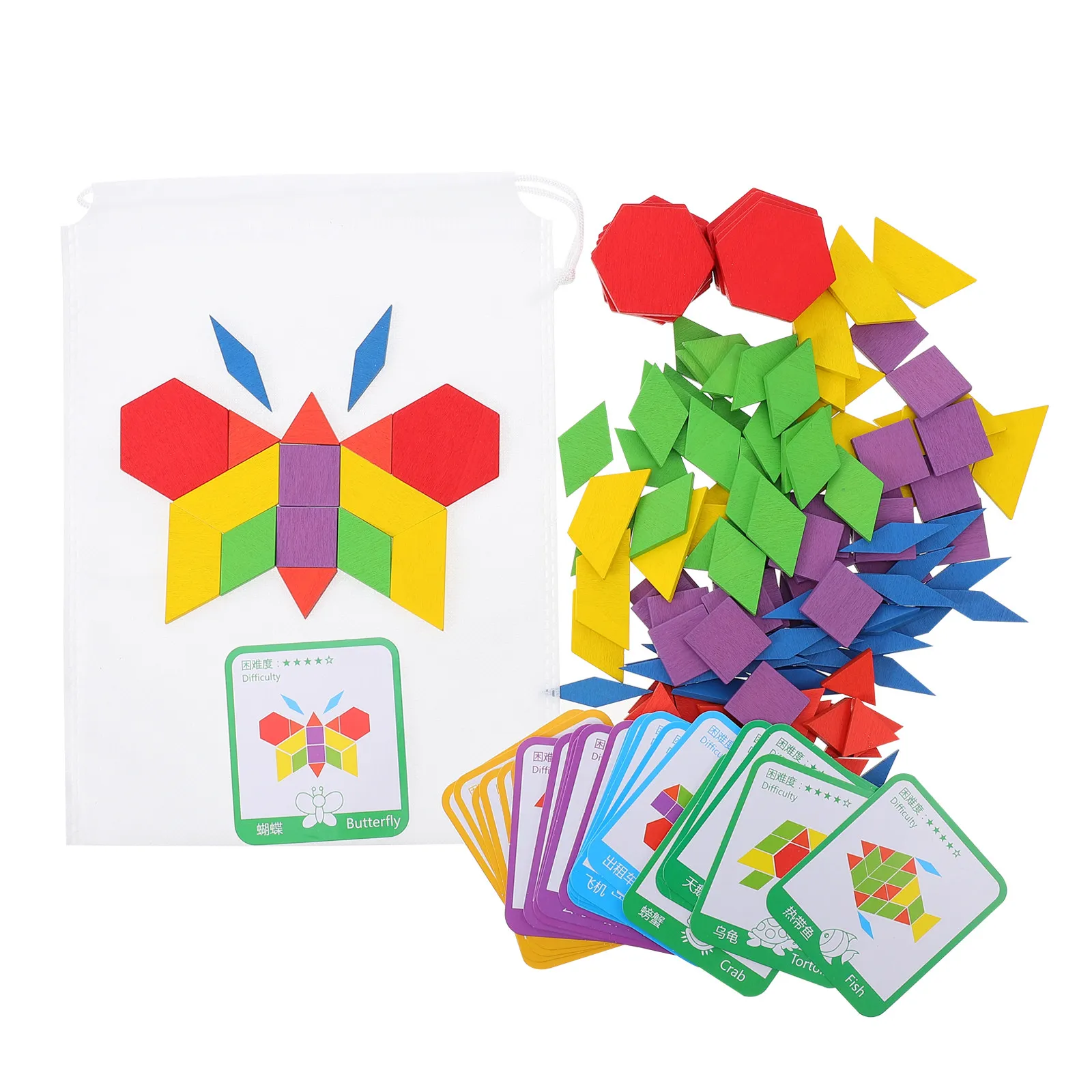 

155Pcs Puzzle Jigsaw Creative Pattern Blocks Early Educational Children Learning Shape Recognition Hand Eye Coordination