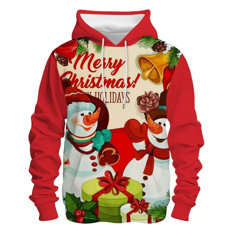 

Santa Claus Print Hoodies For Men New Year Gift X'mas Clothing Autumn and Winter Casual Sweatshirts Fashion Oversized Hooded Top