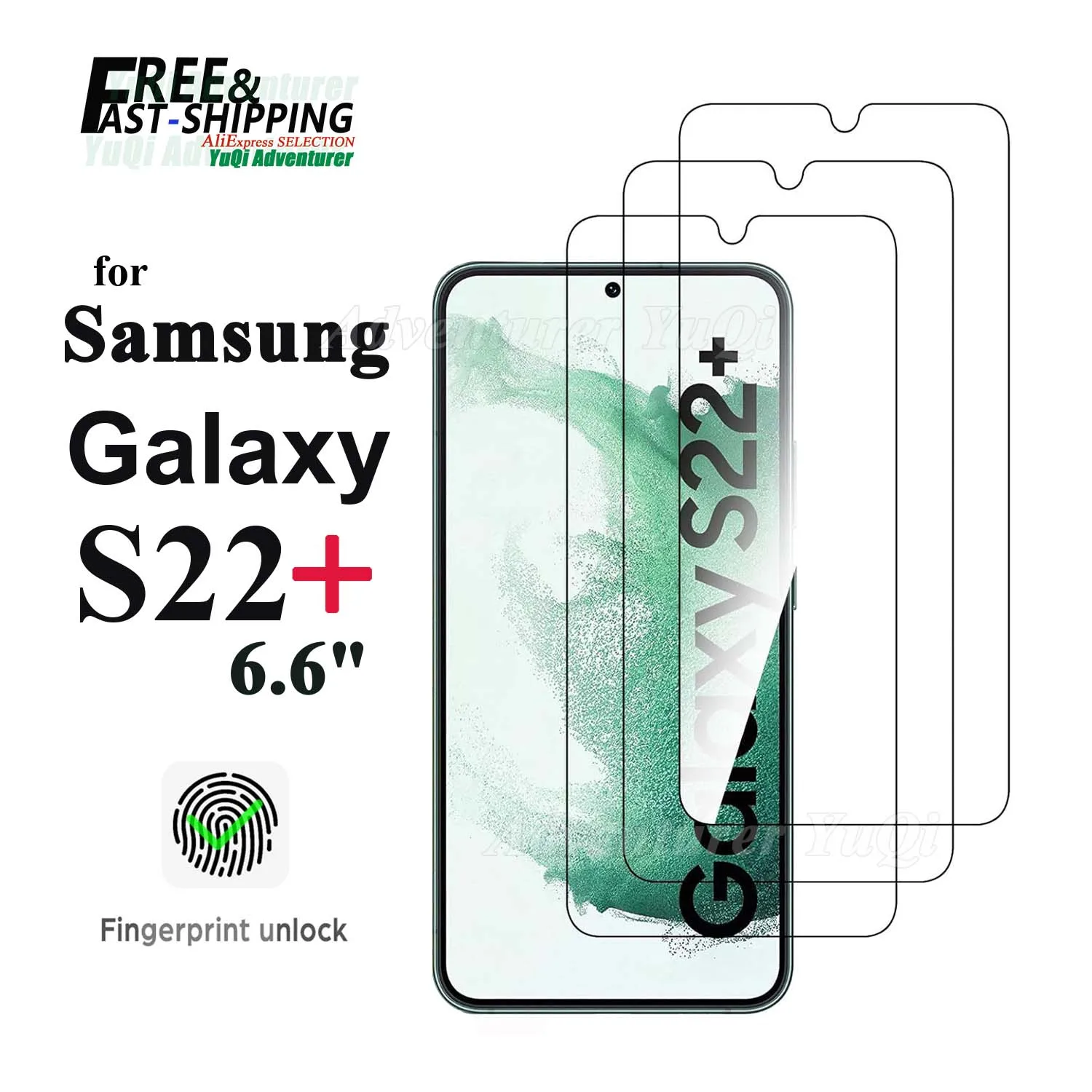 

Screen Protector For Samsung Galaxy S22 Plus 6.6 inch Tempered Glass HD Crystal 9H High Aluminum Fingerprint Unlock