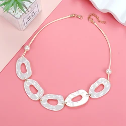 Pearl Bib Necklace for Women Fashion OL Statement Geometric Pendants Necklaces New Fashion Collar Jewelry