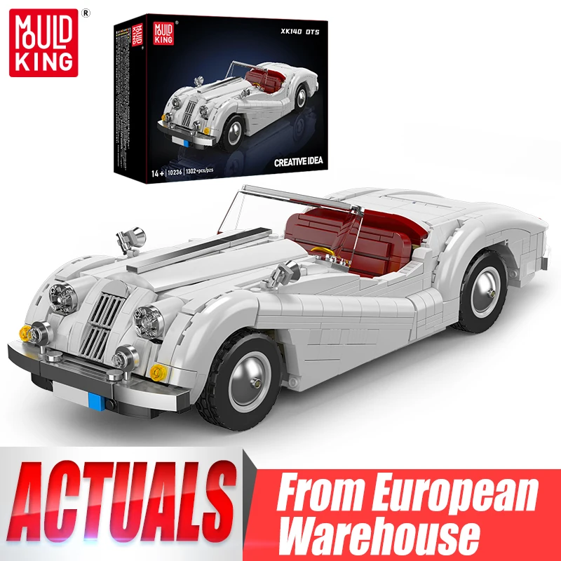 Mould King 10236 Technisches Auto-Spielzeug Das XK140 Oldtimer-Bausatz-Modell Klassisches Automodell-Bausteine Weihnachtsgeschenk für Kinder