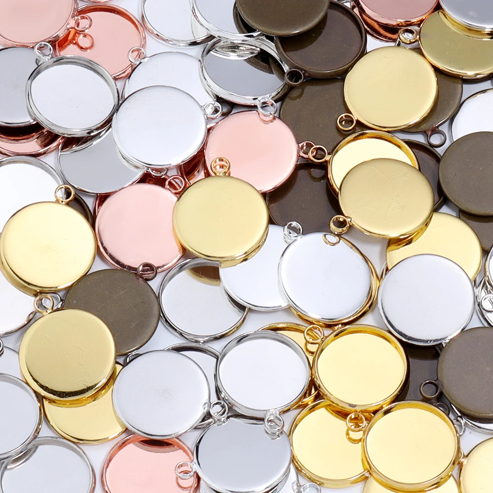 10pcs 8/10/12/14/16/18/20/25mm Round Cabochon Base Pendant Bezels Blank Tray Setting For DIY Jewelry Making Necklace Earrings - Image 6