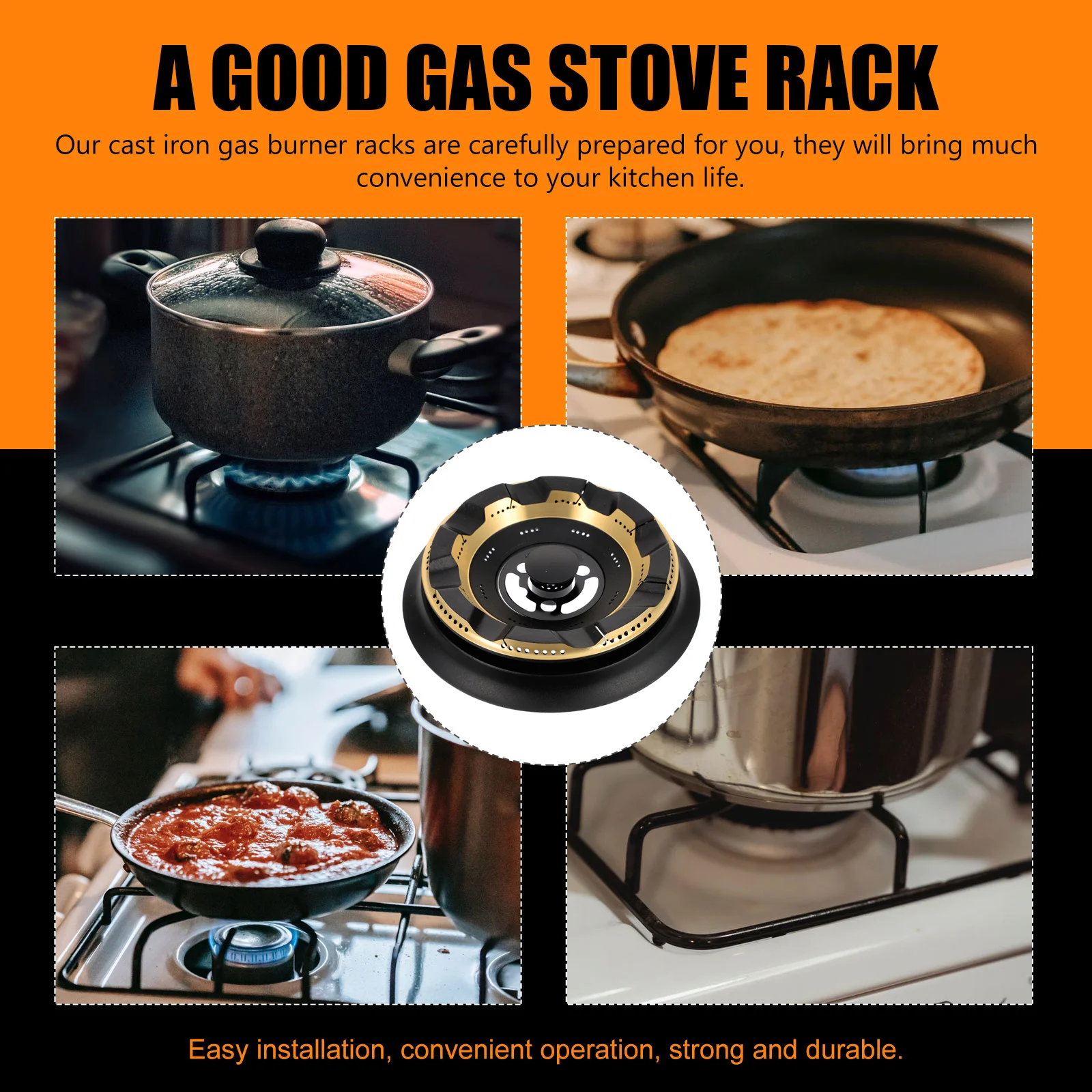 Estufa de fuego, campana de Gas de ahorro de energía, utensilios de cocina desmontables de acero, accesorios, campana de Gas de ahorro de energía Wok St