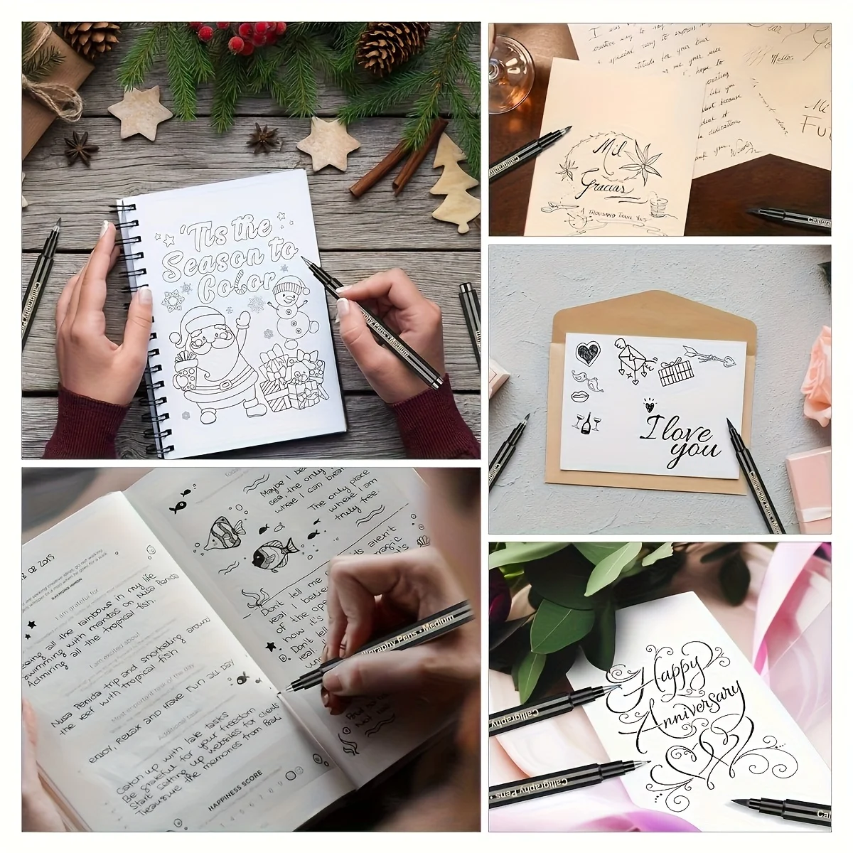 4 Verschiedene Größen Nachfüllbarer Soft-Tip-Stift für Kalligraphie, Skizzieren, Nachzeichnen und Signieren. – Detail 3