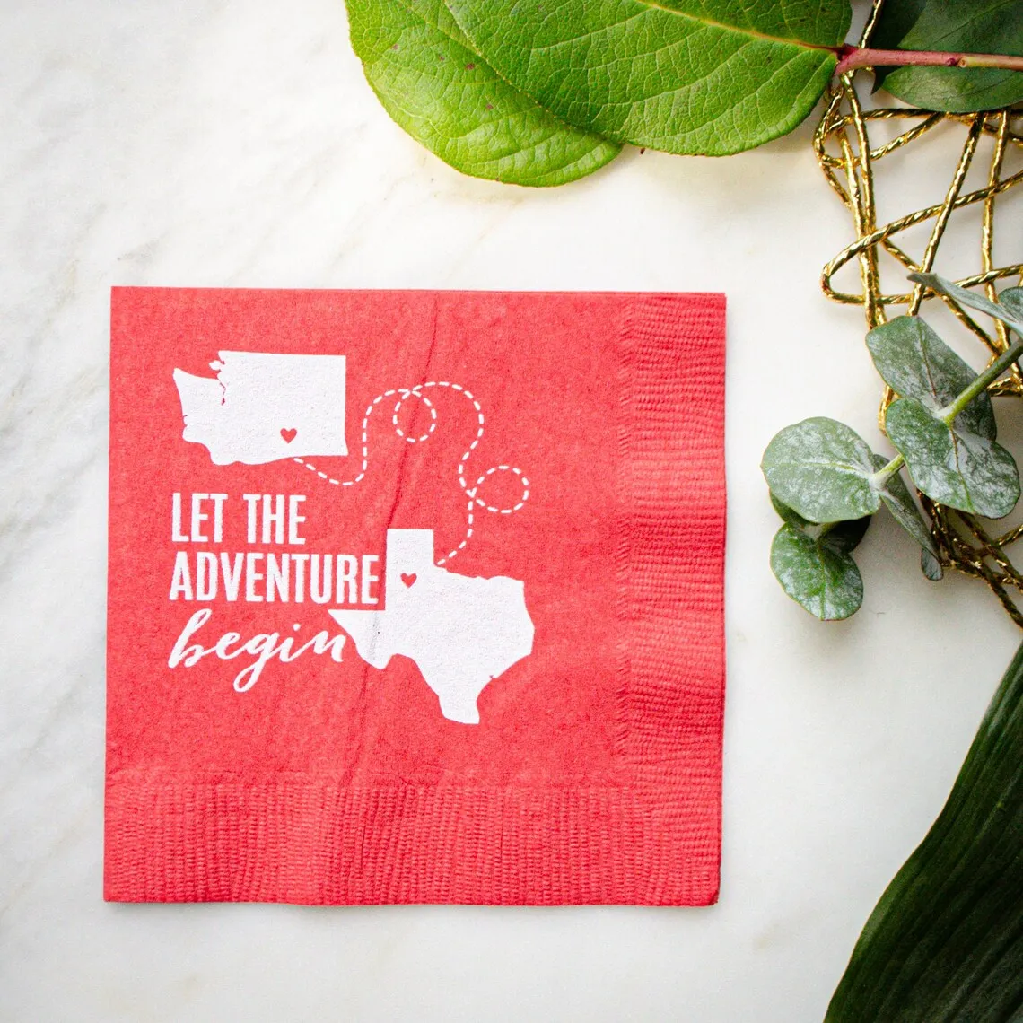 Let the Adventure Begin Engagement Party Napkins, State Silhouette Wedding Napkins, Choose Your State, Going Away Party, Rehears