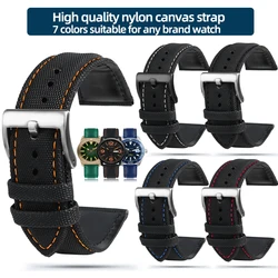7 Colors Unisex high-quality Canvas strap 20mm 21mm 22mm 23mm 24mm watch band bracelet men women blue orange black red line