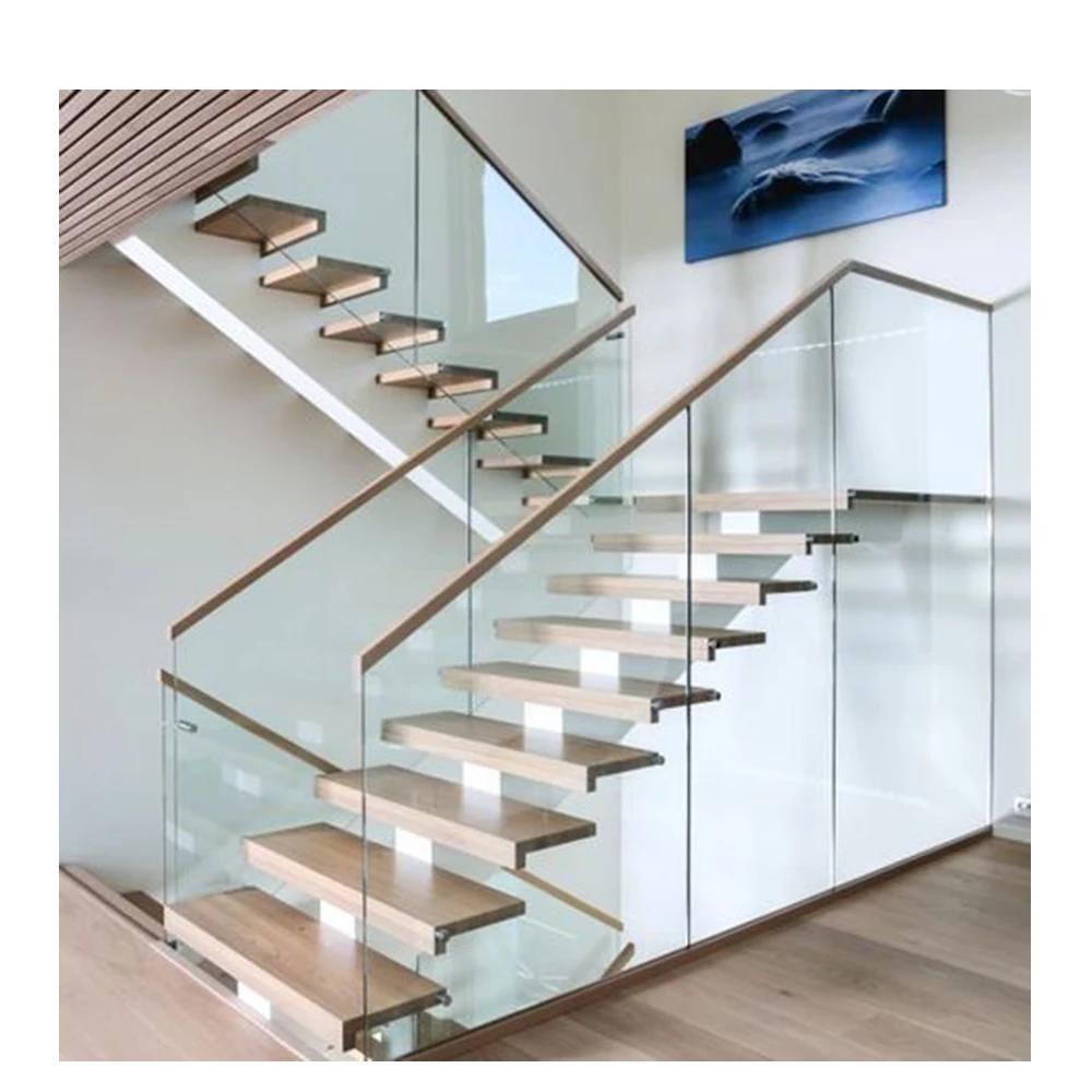 التخصيص التصميم الحديث الدرج العائم الخشب الصلب المنزلية الدرج الفردي للشقة استخدام أحدث الإصدار #2