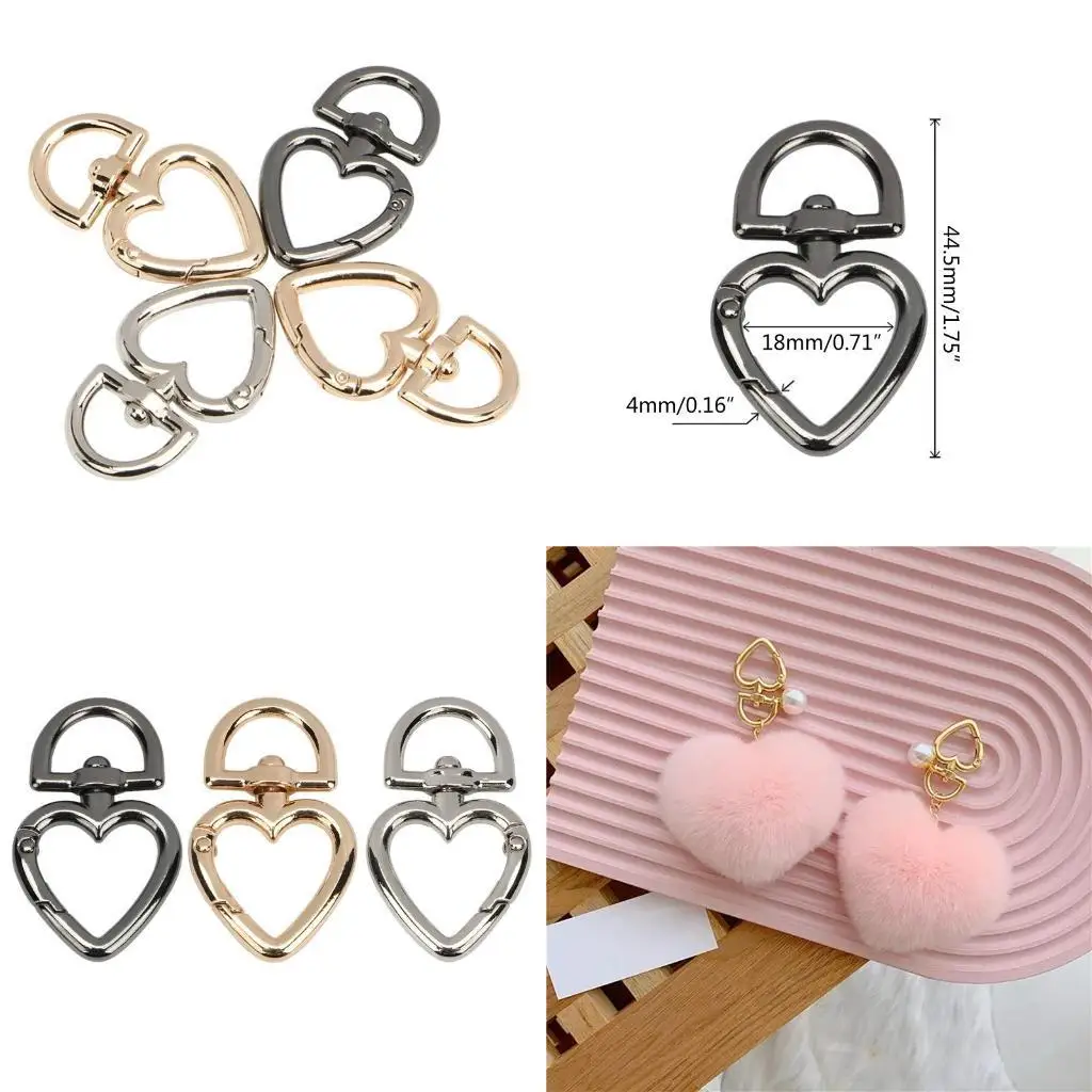 

30Pcs Heart Metal Buckle Zinc Alloy Buckles Trigger Spring Keyring Buckle