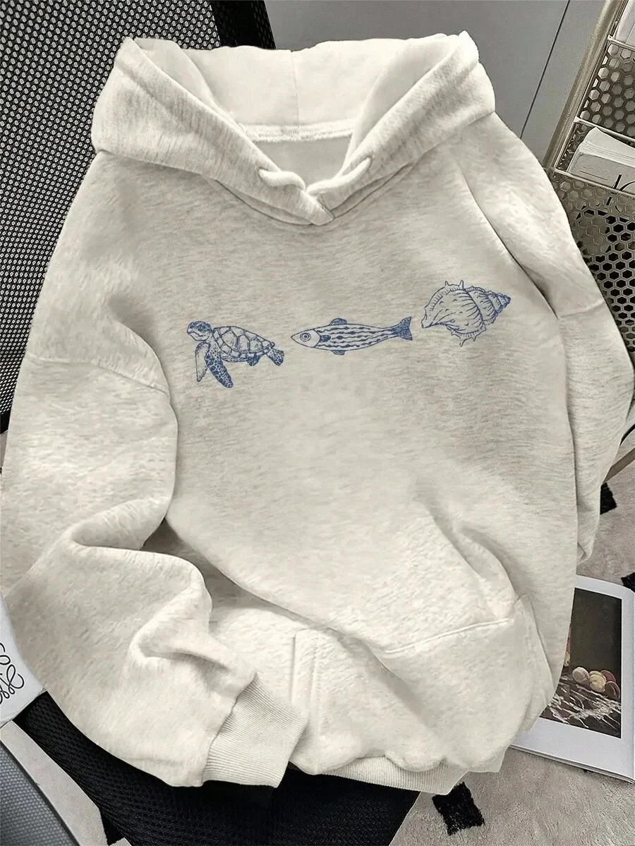 

Marine - inspired Pure Cotton Hoodie Showcasing Delicate Sea Creature Designs - A Stylish Pick for Beachgoers Option for Trend