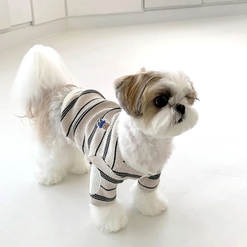 Teddy Bottoming Shirt Yorkshire Warm Winter Clothing Marcus Striped Tank Top Soft Pullover Classic Dog Clothes