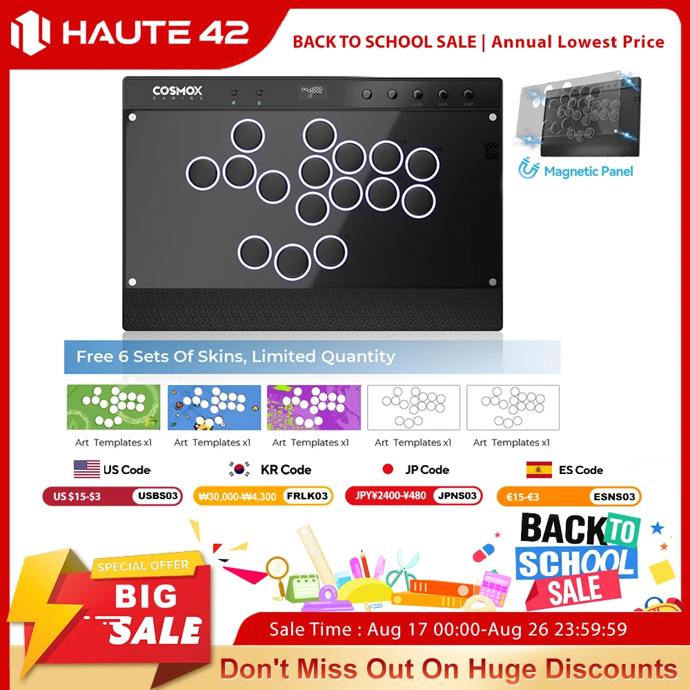Haute42 Magnetischer Hitbox Leverless Controller Button Rim Arcade-Controller für PC/PS4/PS5/Switch Stickloser Arcade-Stick Hitbox