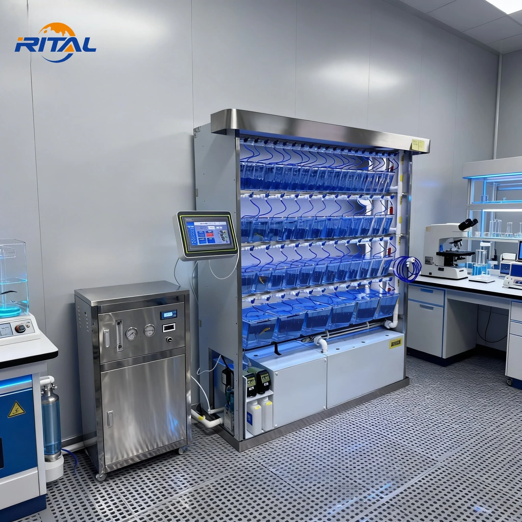 AIROW Automatic Zebrafish Aquaculture Rack System with Filtration Unit for Lab Use