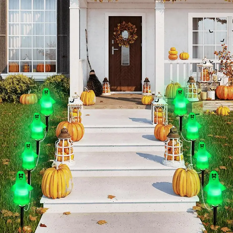 Halloween Path Lights Waterproof Solar Ghost Stake Lights Halloween Solar Stake Lights Halloween Ghost Decorations Outdoor
