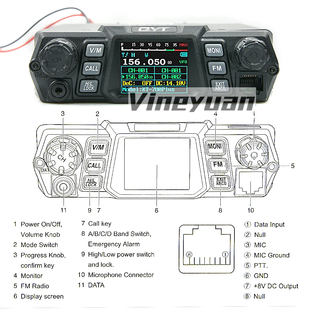 Imagem -04 - Qyt Kt780 Plus Rádio de Comunicação de Longo Alcance e Transceptor Móvel Super High Power Vhf136174mhz Kt780 256 Canais 100 Watts