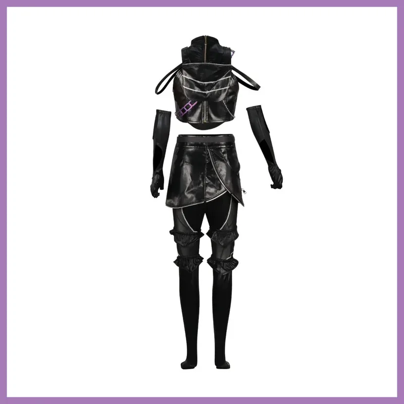 アニメ映画 KPop デーモンハンターズ ゾーイ コスプレ衣装 ブラック PU コート ユニフォーム フルセット ウィッグ 女性 セクシー カーニバル ハロウィン スーツx;2'a